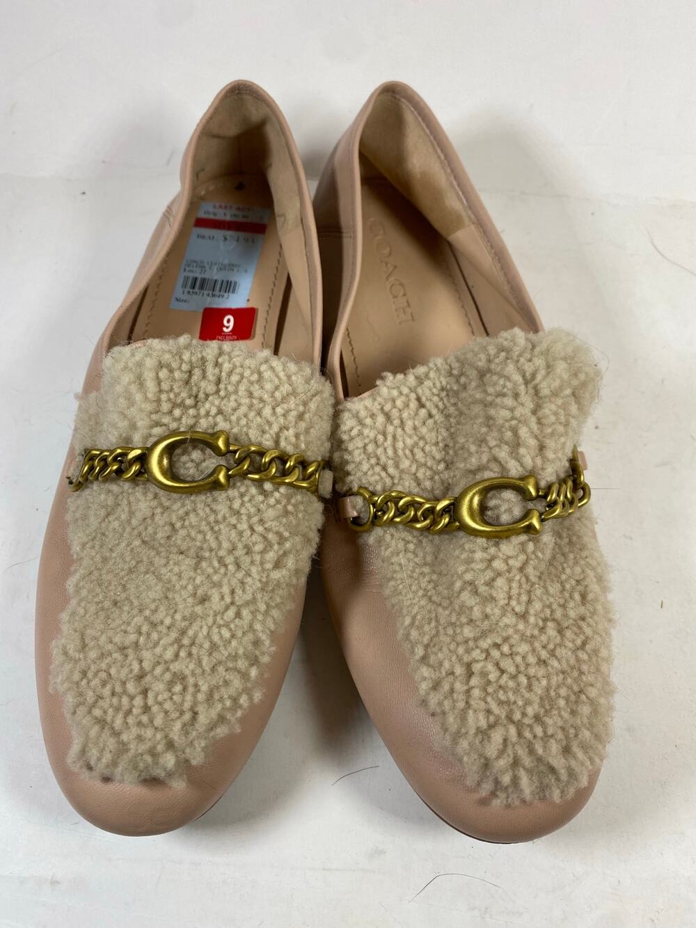 Coach Helena Shearling Loafers Tan Womens Size 9 Slip On Casual Comfort Shoes